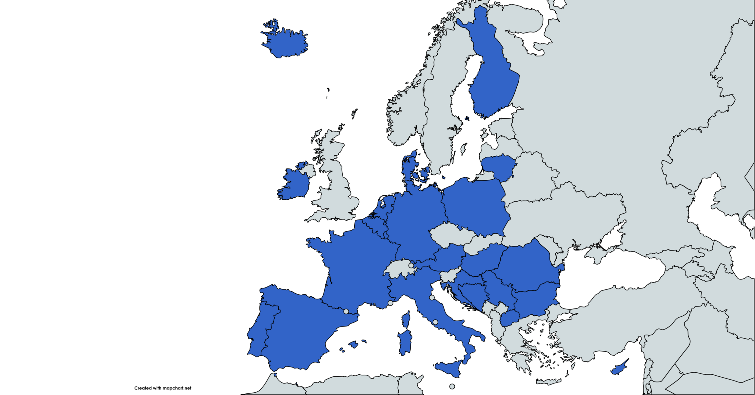small map showing all the 23 countries represented by our members marked in blue