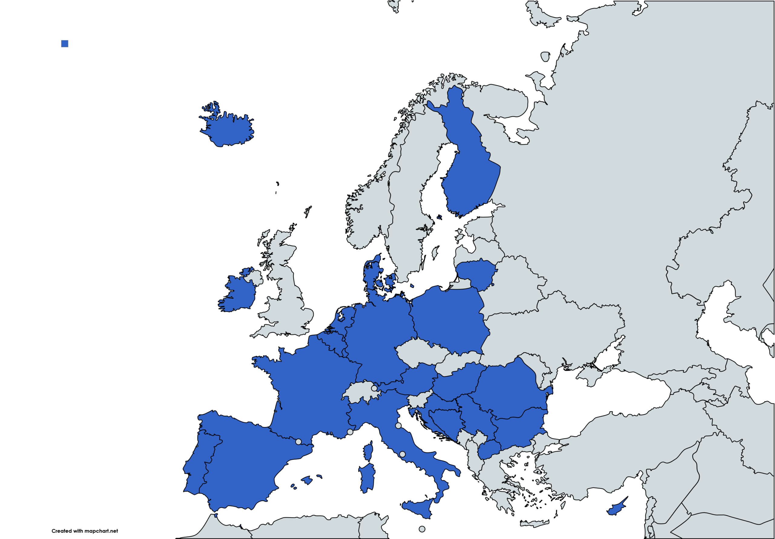 map showing all the 23 countries represented by our members marked in blue